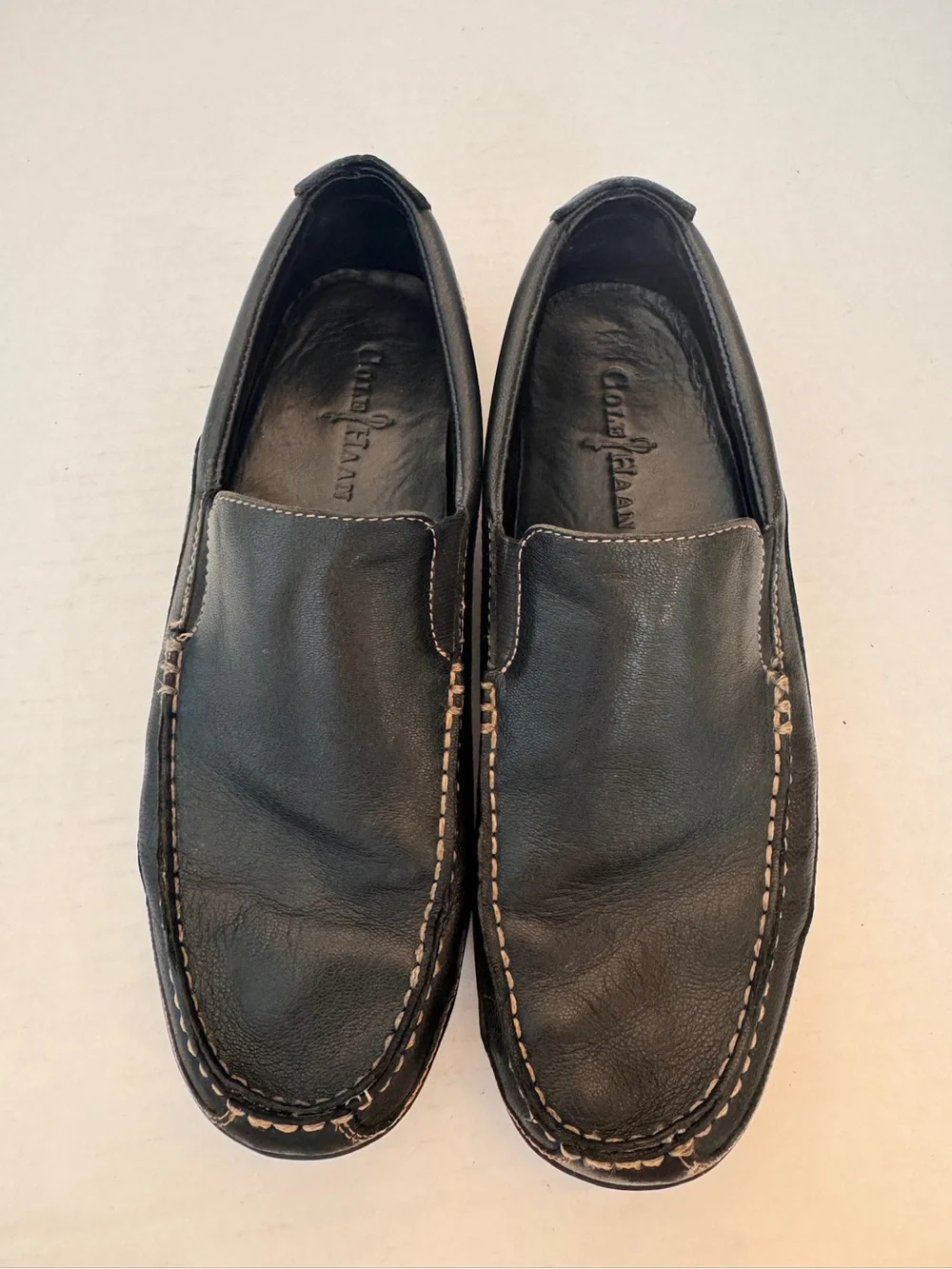 Cole Haan Men's Tucker Venetian Black Slip-On Driving Loafers Tan Size 9M